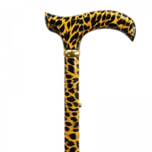 Adjustable Derby Handle Folding Leopard Print Walking Stick